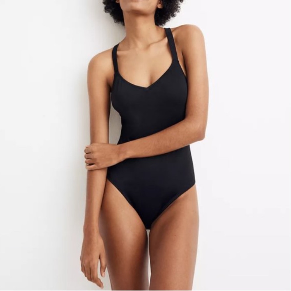 Madewell Second Wave Crisscross Swimsuit Black S